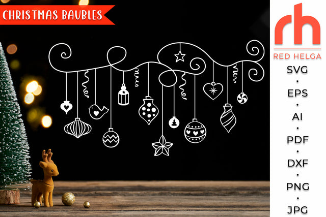 Christmas Baubles SVG - Hanging Balls Cut File SVG RedHelgaArt 
