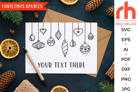 Christmas Baubles SVG - Hanging Balls Cut File SVG RedHelgaArt 