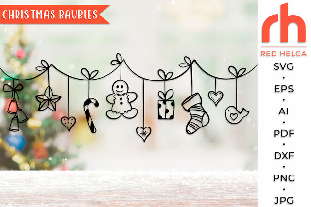 Christmas Baubles SVG - Hanging Balls Cut File SVG RedHelgaArt 