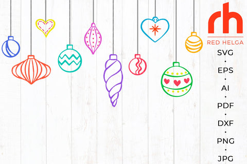 Christmas Baubles SVG - Hanging Balls Cut File SVG RedHelgaArt 
