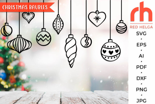 Christmas Baubles SVG - Hanging Balls Cut File SVG RedHelgaArt 
