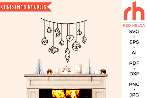 Christmas Baubles SVG - Hanging Balls Cut File SVG RedHelgaArt 