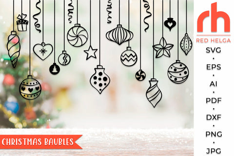 Christmas Baubles SVG - Hanging Balls Cut File SVG RedHelgaArt 