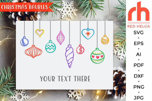 Christmas Baubles SVG - Hanging Balls Cut File SVG RedHelgaArt 