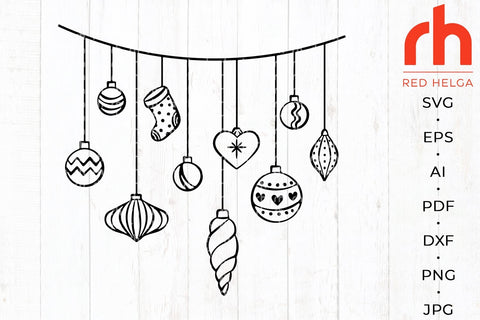 Christmas Baubles SVG - Hanging Balls Cut File SVG RedHelgaArt 