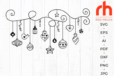 Christmas baubles svg - Hanging baubles svg - Balls on a string svg SVG RedHelgaArt 