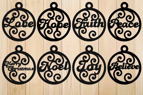 Christmas Baubles SVG, Hope, Love, Peace SVG Yuliya 