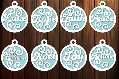 Christmas Baubles SVG, Hope, Love, Peace SVG Yuliya 