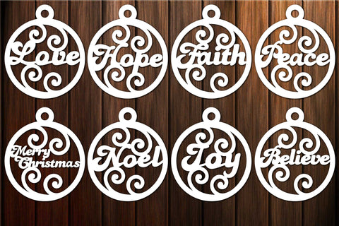 Christmas Baubles SVG, Hope, Love, Peace SVG Yuliya 