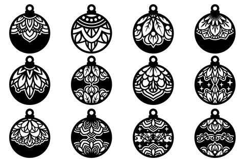 Christmas Baubles Toys Balls Ornament Template Decoration SVG Yuliya 