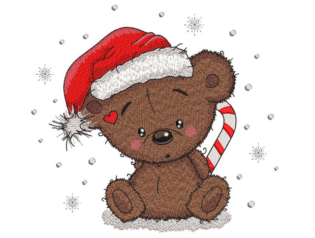 Christmas Bear Embroidery Design, 3 sizes, Instant Download Embroidery/Applique DESIGNS Nino Nadaraia 