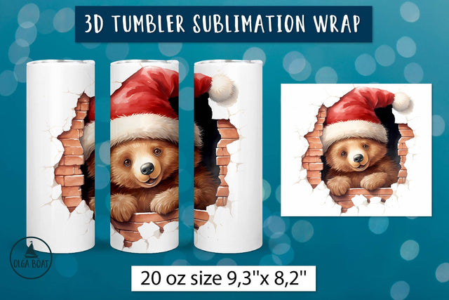 Christmas bear tumbler | Christmas tumbler wrap Sublimation Olga Boat Design 