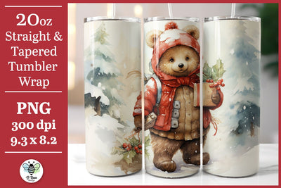 Christmas Bear Tumbler Wrap Sublimation B Renee Design 