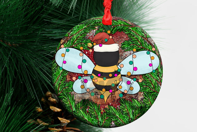 Christmas Bee with Santa Hat Ornament PNG, Ornament Png Sublimation Design, Merry Christmas Png, Christmas Ornament Png, Ornament Png,Digital Download Sublimation BOO-design 