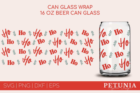 Christmas Beer Can Glass Bundle | Christmas Glass Can Wrap SVG Petunia Digital Design 