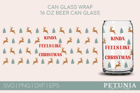 Christmas Beer Can Glass Bundle | Christmas Glass Can Wrap SVG Petunia Digital Design 