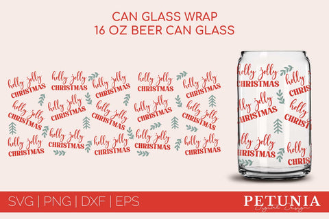 Christmas Beer Can Glass Bundle | Christmas Glass Can Wrap SVG Petunia Digital Design 