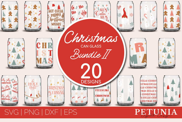 Christmas Beer Can Glass Bundle | Christmas Glass Can Wrap SVG Petunia Digital Design 