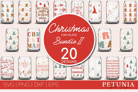 Christmas Beer Can Glass Bundle | Christmas Glass Can Wrap SVG Petunia Digital Design 