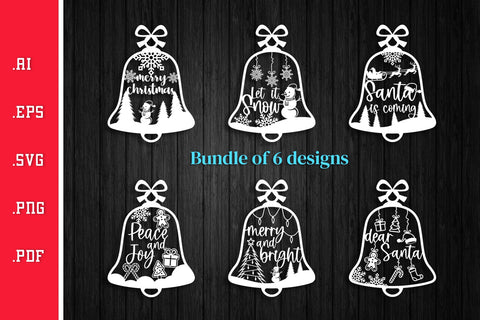 Christmas Bell Paper Cut Bundle SVG EPS AI PNG PDF SVG Slim Studio 
