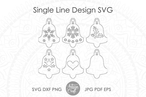Christmas Bell SVG, laser ready files, single line design SVG Artisan Craft SVG 