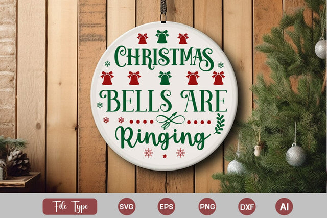 Christmas Bells Are Ringing Round Sign SVG Cute File SVGs,Quotes and Sayings,Food & Drink,On Sale, Print & Cut SVG DesignPlante 503 