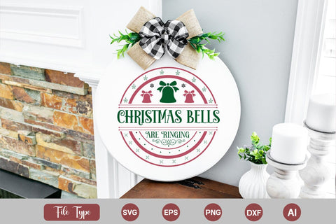 Christmas Bells Are Ringing Round Signs SVG Cut File SVGs,Quotes and Sayings,Food & Drink,On Sale, Print & Cut SVG DesignPlante 503 