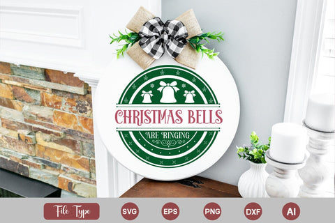 Christmas Bells Are Ringing Round Signs SVG Cut File SVGs,Quotes and Sayings,Food & Drink,On Sale, Print & Cut SVG DesignPlante 503 
