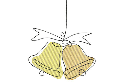 Christmas Bells Embroidery Design, Merry Christmas Line Art Embroidery/Applique DESIGNS NextEmbroidery 