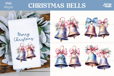 Christmas Bells PNG | Christmas Watercolor Clipart Sublimation Carla C Designs 