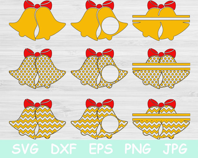 Christmas Bells Svg, Holiday Svg. Split Chevron and Polka Dots Cutting Files for Cricut and Silhouette. Sleigh Bell with Ribbon Svg Files. SVG TiffsCraftyCreations 