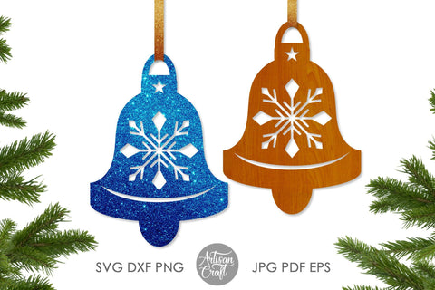 Christmas bells SVG, laser cut Christmas ornament SVG Artisan Craft SVG 