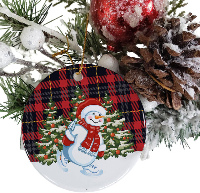 Christmas Benelux Ornament Sublimation Design Red Buffalo Plaid Snowman PNG instant Download Sublimation CaldwellArt 
