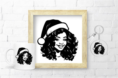 Christmas Black Woman SVG, Woman in Santa Hat Cricut File SVG OrangeBrushStudio 