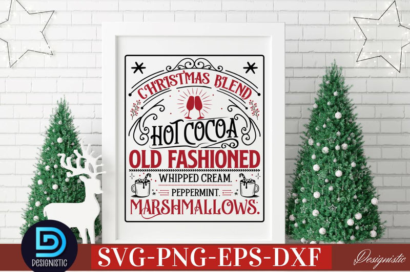 Christmas blend hot cocoa old fashioned whipped cream. peppermint. marshmallows SVG SVG DESIGNISTIC 