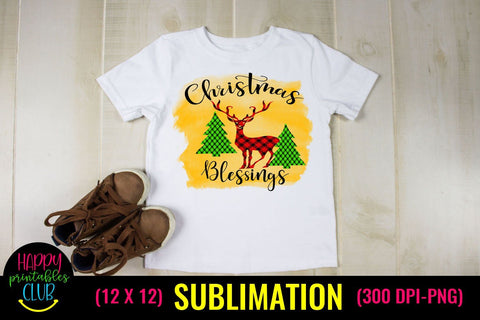 Christmas Blessings Plaid Sublimation -Christmas Sublimation Sublimation Happy Printables Club 