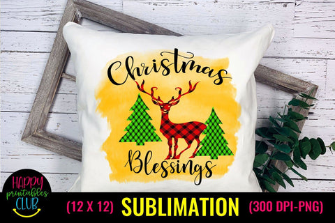 Christmas Blessings Plaid Sublimation -Christmas Sublimation Sublimation Happy Printables Club 