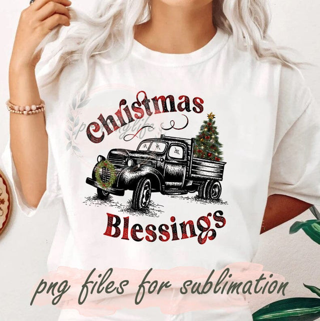 Christmas Blessings Png, Winter Blessings Design Png, Christmas Tree Png, Christmas Truck Sublimation Png, Christmas Plaid Png, Digital Download Sublimation PrintingLife 