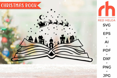 Christmas Book SVG - Xmas Village Cut File SVG RedHelgaArt 