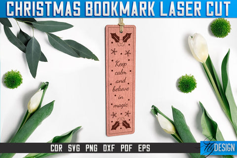 Christmas Bookmark Laser Cut SVG | Christmas Laser Cut SVG Design | CNC Files SVG Fly Design 