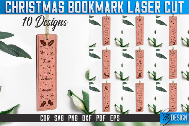 Christmas Bookmark Laser Cut SVG | Christmas Laser Cut SVG Design | CNC Files SVG Fly Design 