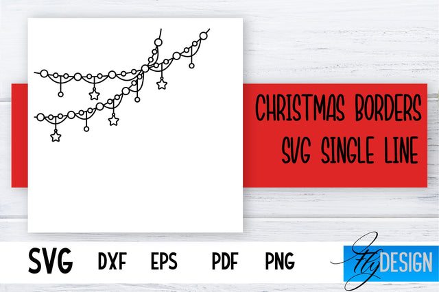 Christmas Borders Single Line SVG | Foil Quill Designs | Embossing SVG | Engraving SVG SVG Fly Design 