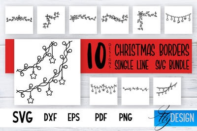 Christmas Borders Single Line SVG | Foil Quill Designs | Embossing SVG | Engraving SVG SVG Fly Design 