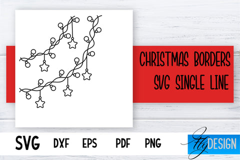 Christmas Borders Single Line SVG | Foil Quill Designs | Embossing SVG | Engraving SVG SVG Fly Design 