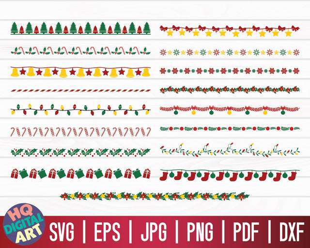 Christmas Borders SVG Bundle | Christmas Holiday Dividers Bundle SVG SVG HQDigitalArt 