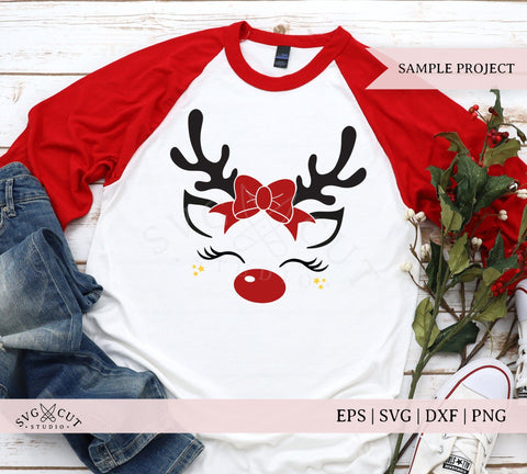 Christmas Bow Reindeer SVG files SVG SVG Cut Studio 