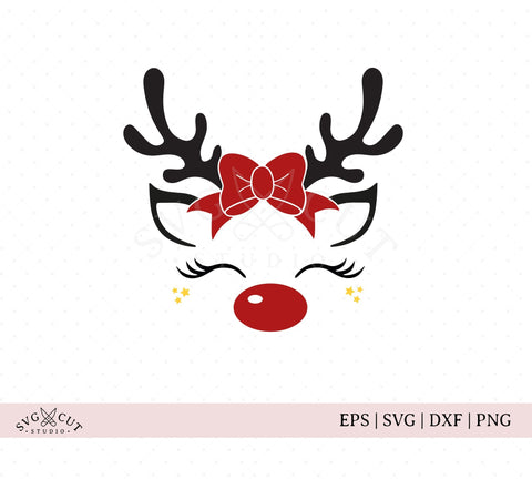 Christmas Bow Reindeer SVG files SVG SVG Cut Studio 