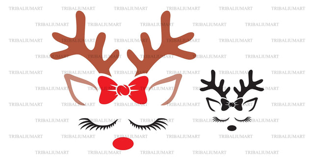 Christmas Bow Reindeer SVG TribaliumArtSF 