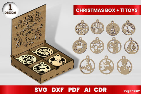 Christmas Box Laser Cut | 11 Christmas Toys | Glowforge SVG SvgOcean 