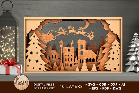 CHRISTMAS Box Multilayer Laser Cut Files, 3D Designs SVG LaserCutano 